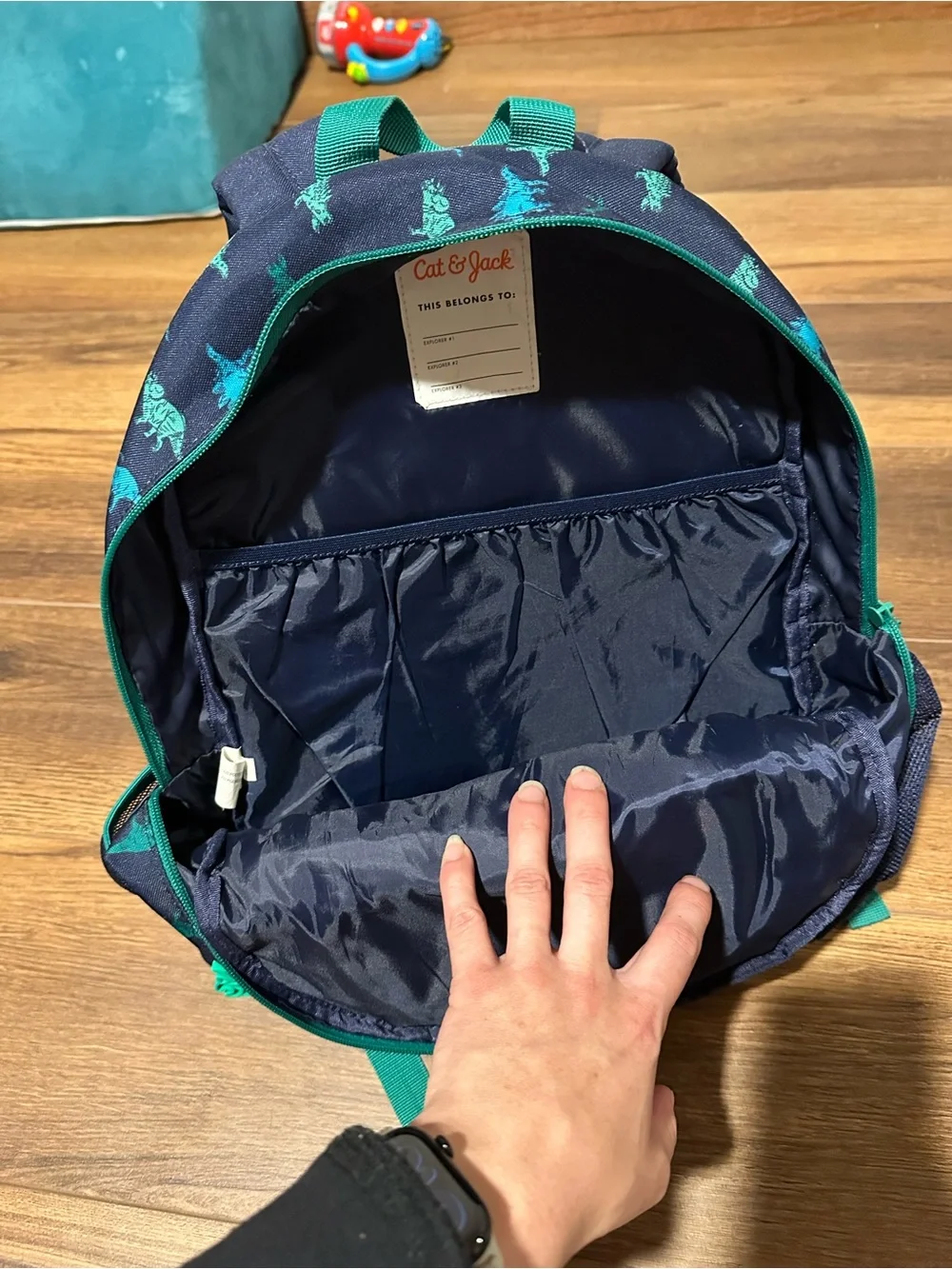 Cat & Jack Navy and Teal Dinosaur Kids Backpack